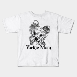 Yorkshire Terrier Black Print Artwork Kids T-Shirt